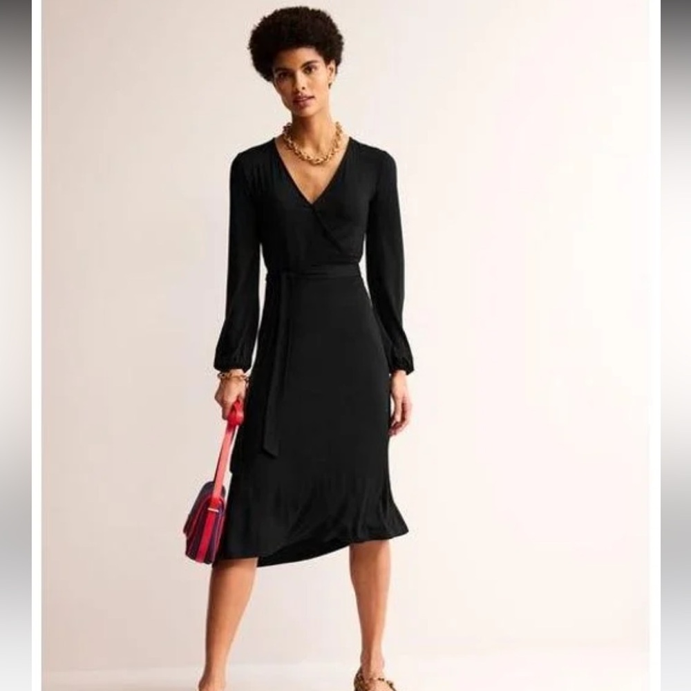 Boden cotton jersey black wrap dress US 6 / UK 10